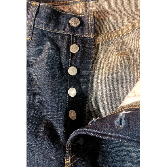 Levi’s 501 Men’s Jeans 33x23 Button Fly Straight Leg Blue Denim Red Tab Patch - Picture 5 of 10